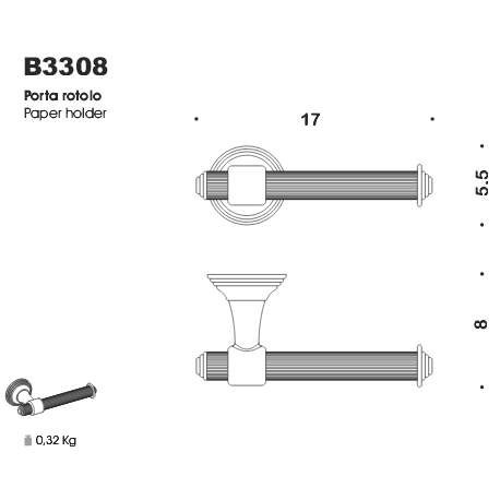  Держатель туалетной бумаги COLOMBO DESIGN HERMITAGE B3308.GOLD без крышки