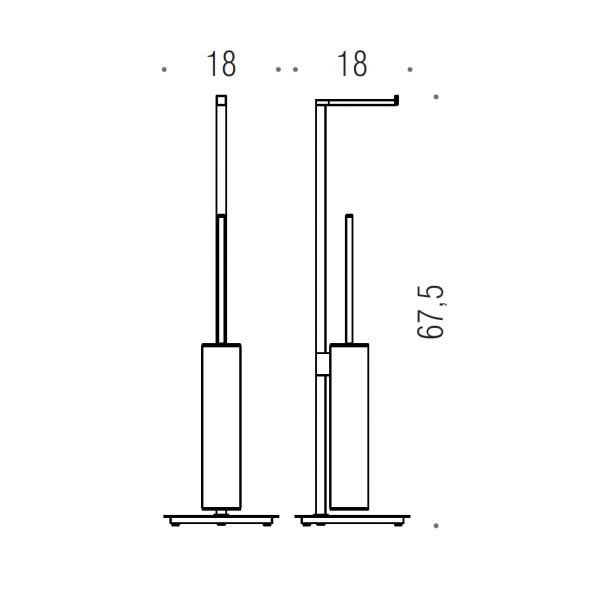 Стойка COLOMBO DESIGN MINI Q B5018.GM с держателем туалетной бумаги и ершиком цвет графит матовый