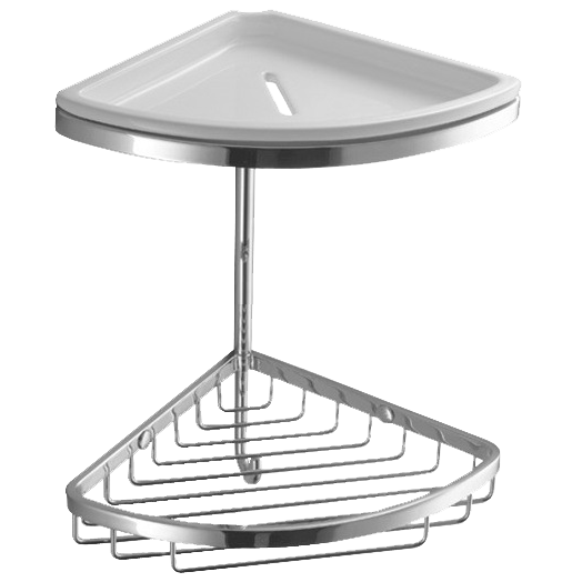 Полочка корзинка COLOMBO DESIGN ANGOLARI B9601 угловая двойная с керамической полкой с крючком